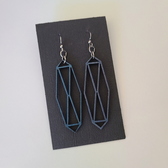 Laser Cut Geometric Wood Earrings - Picture 2 of 7